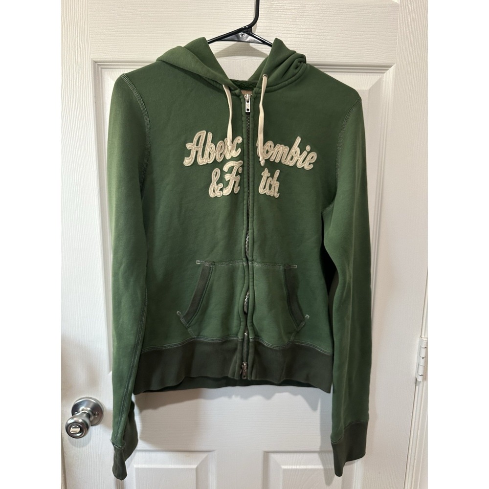 Y2K Abercrombie & Fitch zip-up hoodie Two Tone Green Women's Large